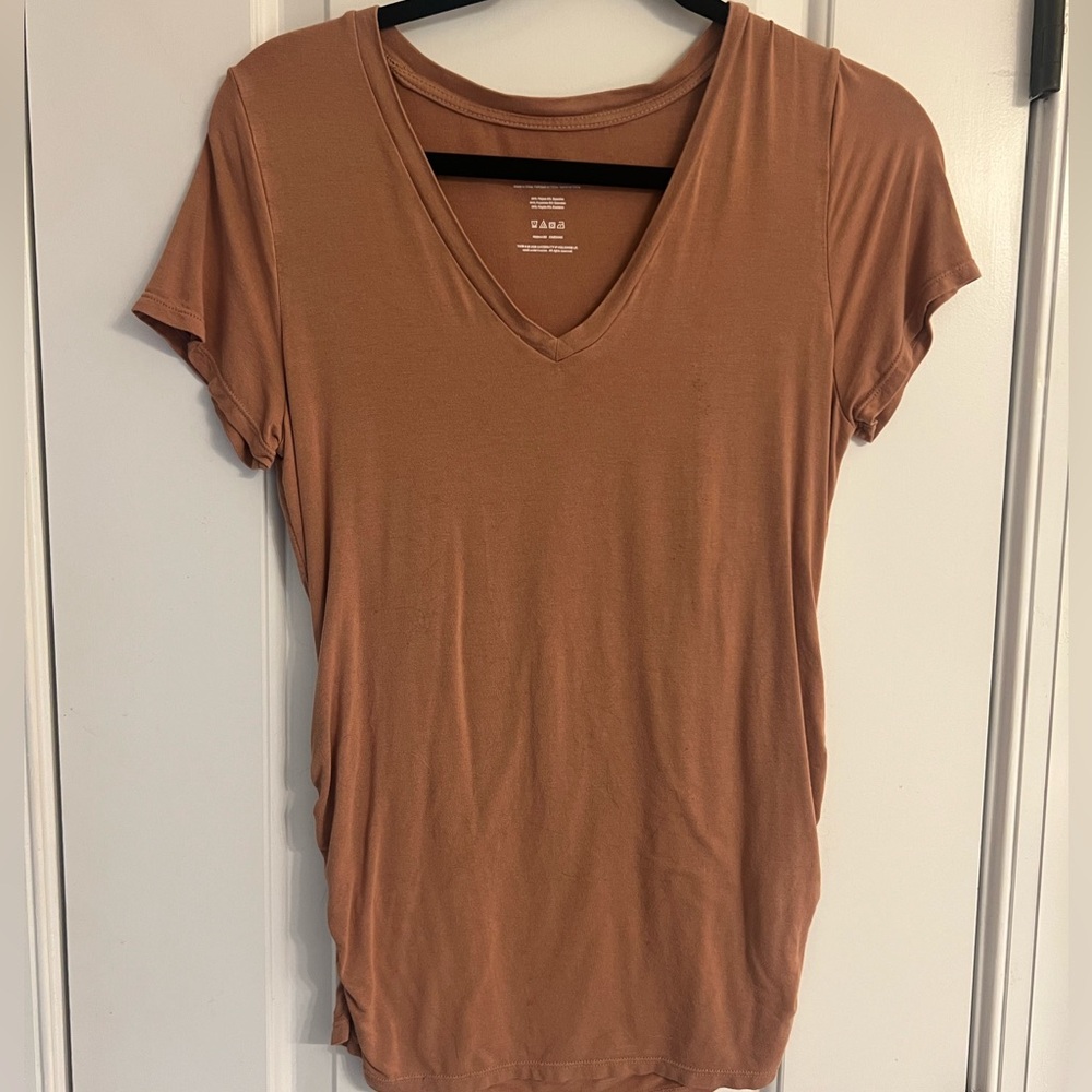 Pretty brown fitted maternity shirt